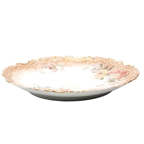 Antique Limoges France Porcelain Gold Gilt Floral Serving Plate Platter Coiffe - Picture 9 of 9